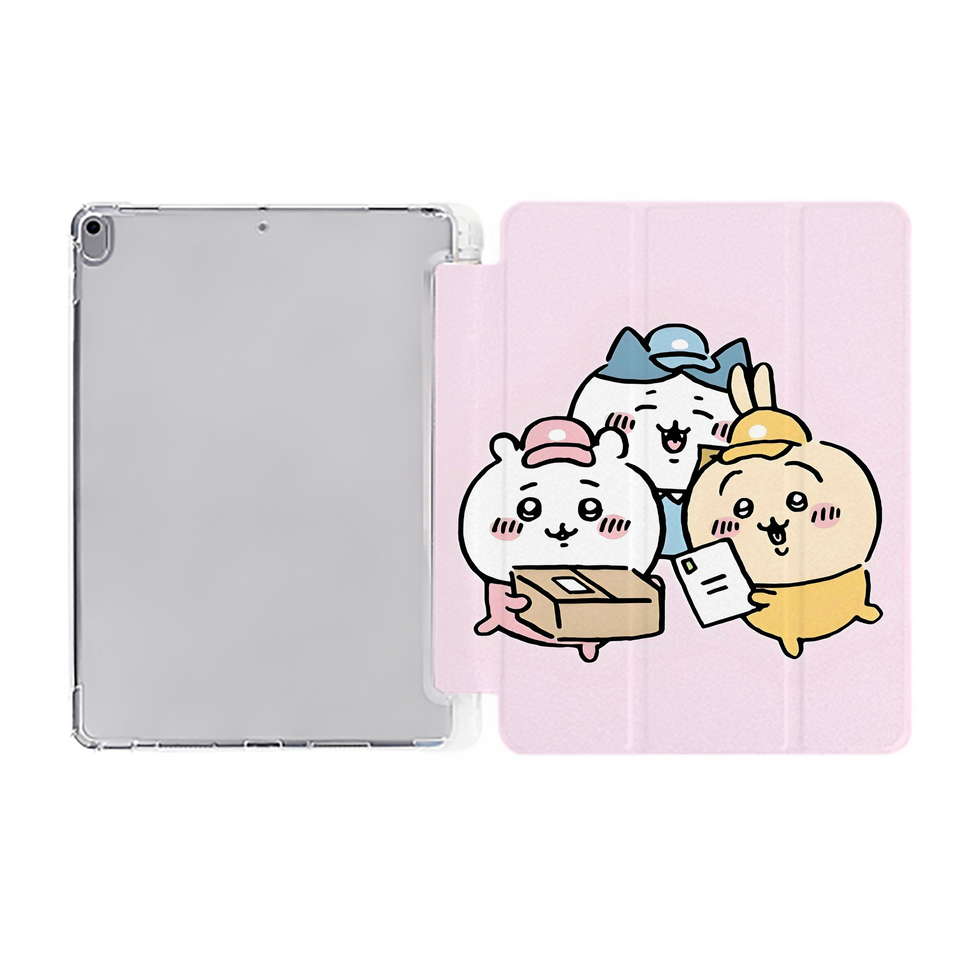 （画像用） ちいかわ Chii-kawa IPad ケース ペン収納付き 三つ折りスタンド PUレザー×シリコン 対応機種9.5/10.5/10.9インチ